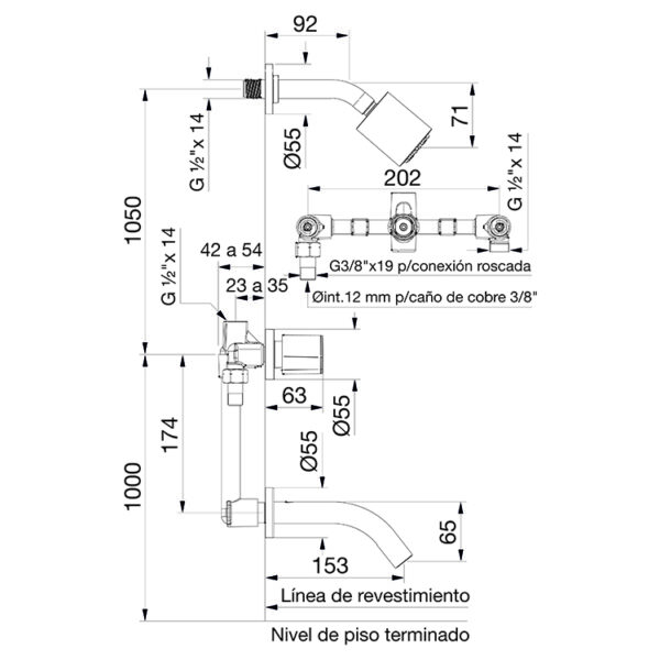KIT COMPLETO Lavatorio-Bidet-LLuvia c/Transf F.V. ARIZONA 900.03/B1 - Imagen 4