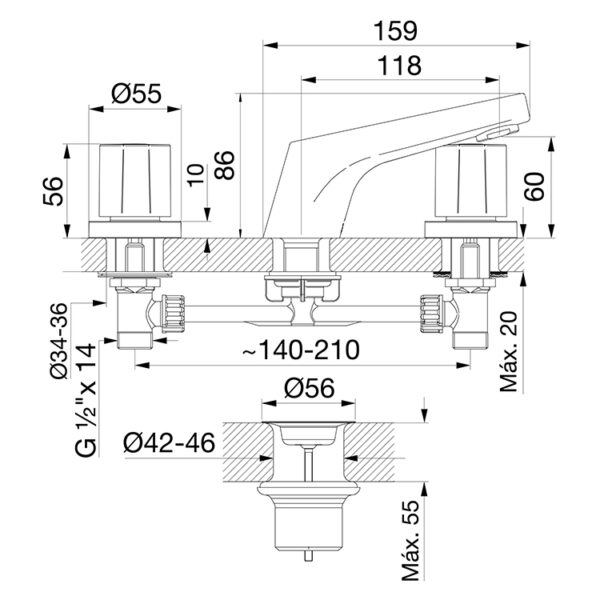 LAVATORIO FV G5 OBERA -CR.207/G5 - Imagen 2