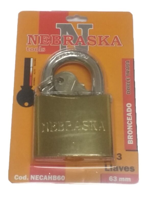 CANDADO NEBRASKA BRONCEADO 60 -NECAHB60-