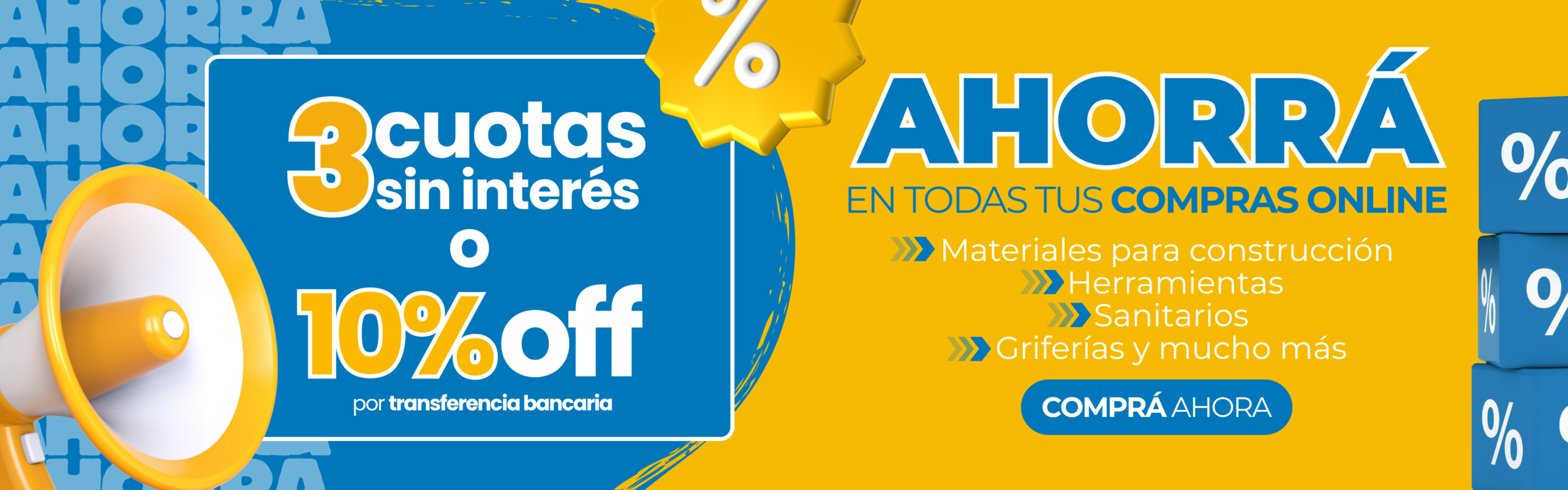 Promociones online en Sanitarios José C. Paz: 3 cuotas sin interés o 10% de descuento por transferencia en materiales de construcción, sanitarios, griferías y herramientas.