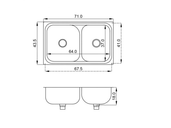 PILETA ACERO INOX. MI PILETA DOB. 64X37X18 305E - Imagen 2