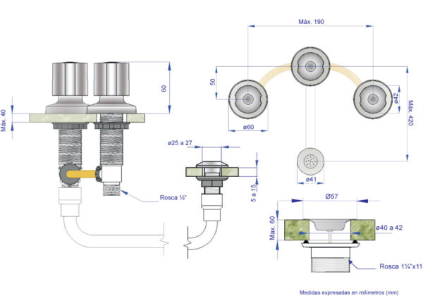 JGO BIDET C/TRANSFERENCIA VENTO CROMO - HB401 - Imagen 2