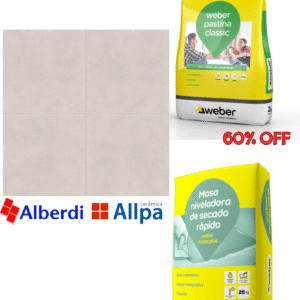 COMBO REVESTIMIENTO! 16m2 Ceramica Allpa Arcadía Marfil + Adhesivo Weber = PASTINA WEBER 60% Off