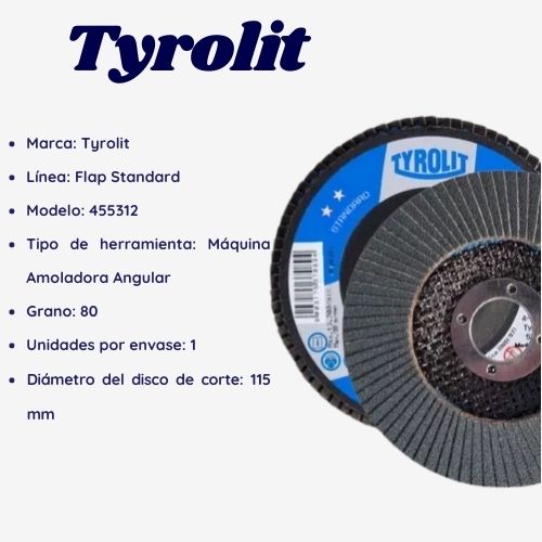 DISCO FLAP TYROLIT OXID-AZUL-115GR-80 - Imagen 2