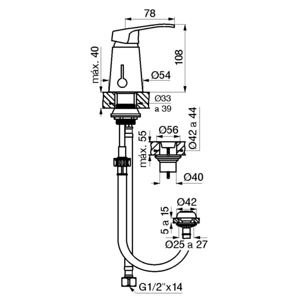MONOCOMANDO BIDET FVB1 ARIZONA CR-189/B1 - Imagen 3
