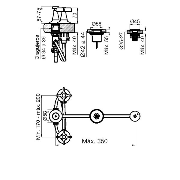 BIDET C/TRANSFERENCIA FV PETALO CROMO 295/M3P - Imagen 2
