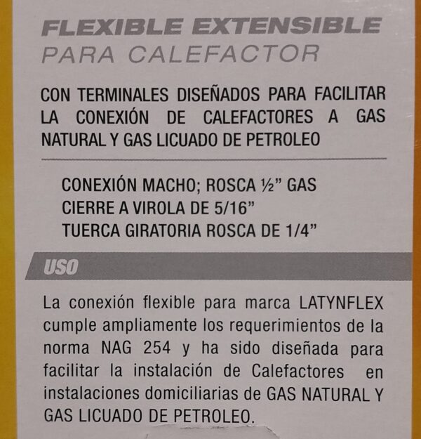 FLEXIBLE EXTENSIBLE P/CALEFACTOR 1/2X1/4 30-50CM - Imagen 2