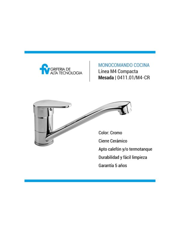 JGO MESADA MONOCOMANDO FV COMPACT.411.01/M4 - Imagen 3