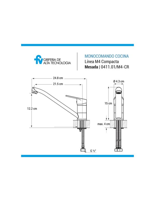 JGO MESADA MONOCOMANDO FV COMPACT.411.01/M4 - Imagen 2