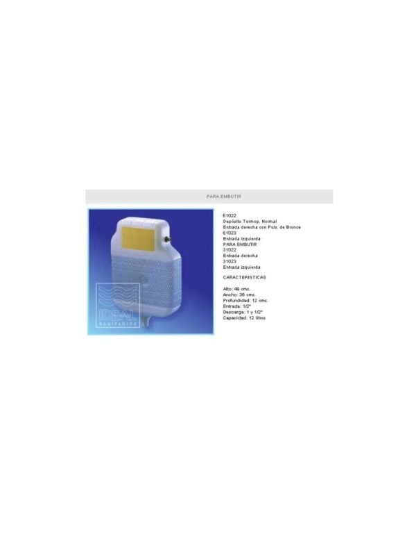 DEPOSITO IDEAL PVC EMBUTIR NORMAL IZQ - Imagen 4