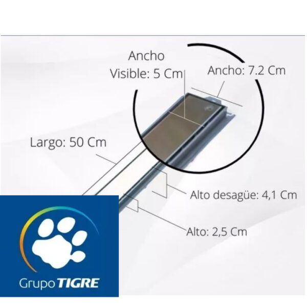 DESAGUE LINEAL TIGRE 50CM REJILLA ACERO INOXIDABLE - Imagen 2