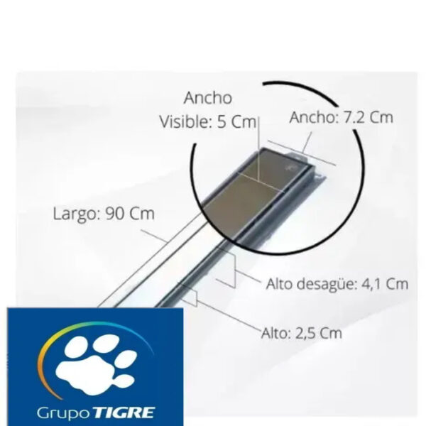 DESAGUE LINEAL TIGRE 90CM REJILLA ACERO INOXIDABLE - Imagen 2