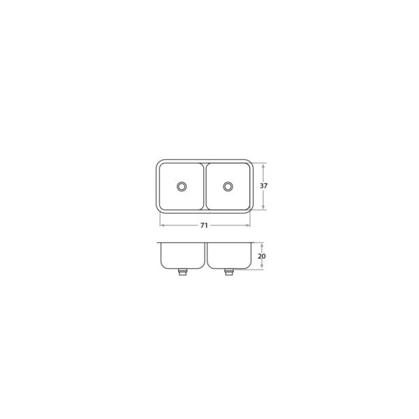 PILETA ACERO.INOX.MI PILETA DOBLE 71X37X20-406 - Imagen 2